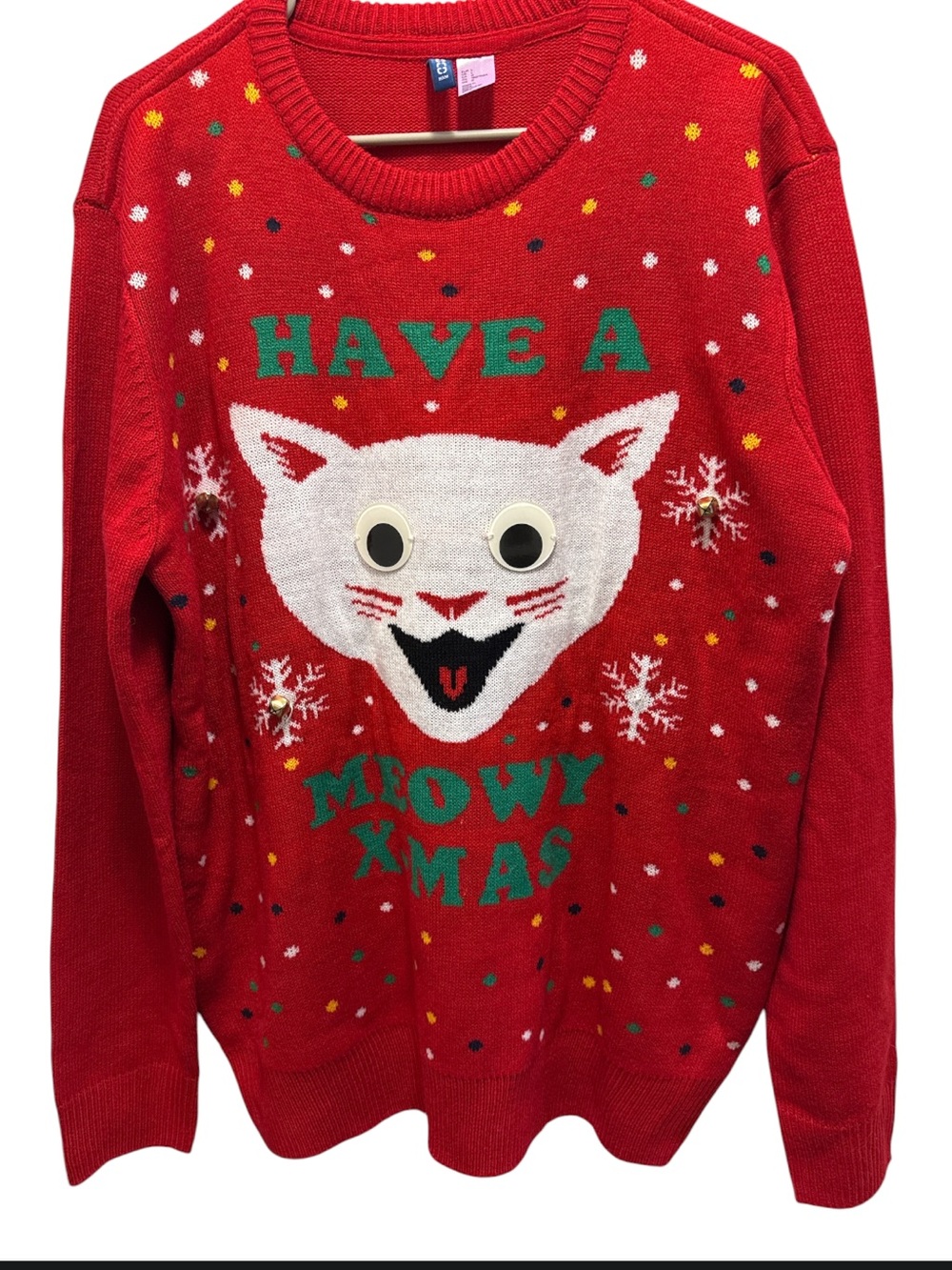 Red "Have a Meowy Xmas" Holiday Cat Sweater